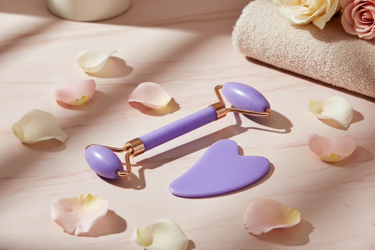 Quartz Resin Facial Roller & Gua Sha Massage set